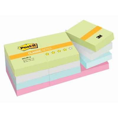 Блок-кубик Post-it 653-1RP/RP-A 38х51 ЭКО Теп. паст.рад., 12бл.