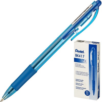 Ручка шариковая PENTEL BK417-С автомат рез.манж.синий ст. 0,3мм