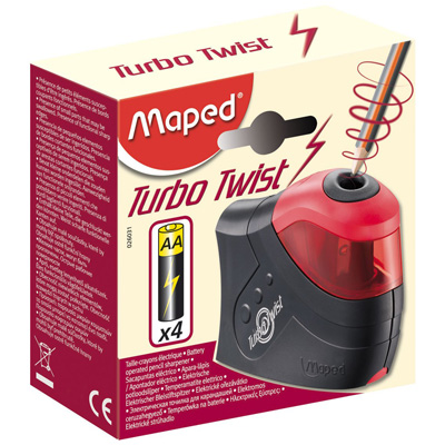 Точилка MAPED Turbo Twist 1 отв., с конт.,элек.,раб. на бат.026031